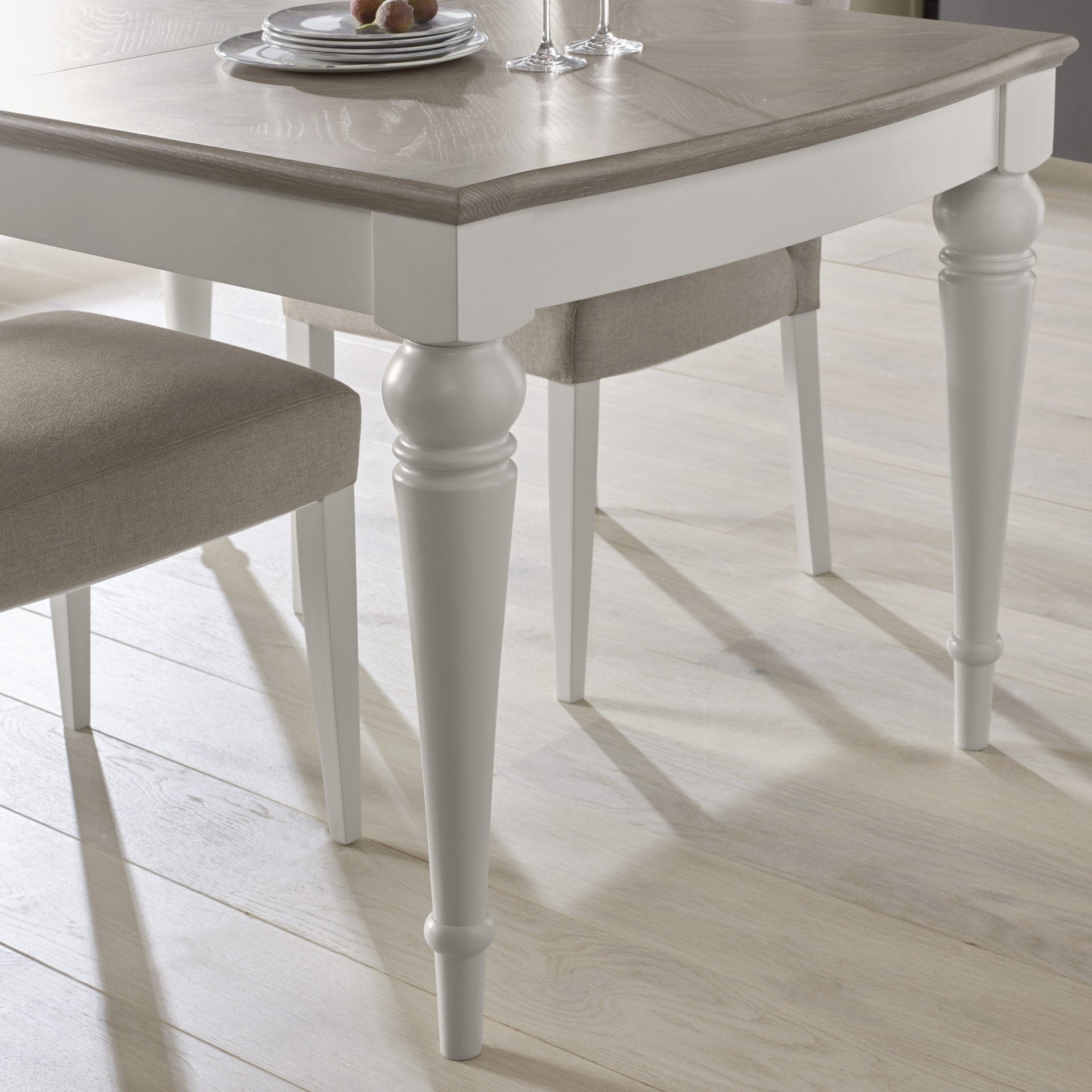 Montreux Medium Extending Dining Table - Soft Grey from Upstairs Downstairs Furniture in Lisburn, Monaghan and Enniskillen