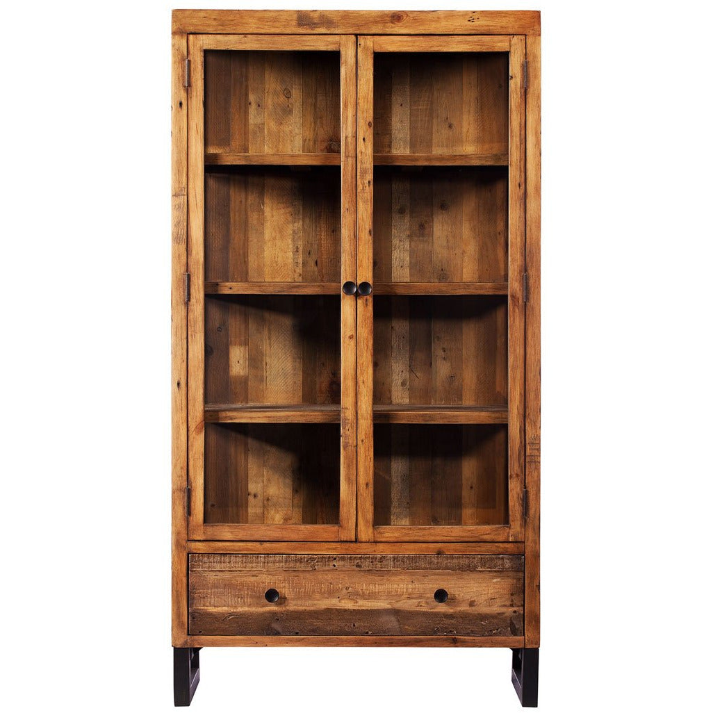 rustic wood display cabinet