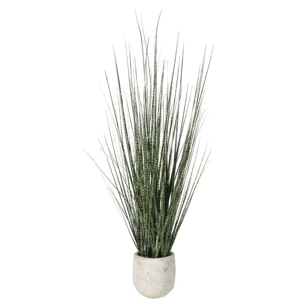Brown & Green Mottled Onion Grass in Cream Stone-look Pot