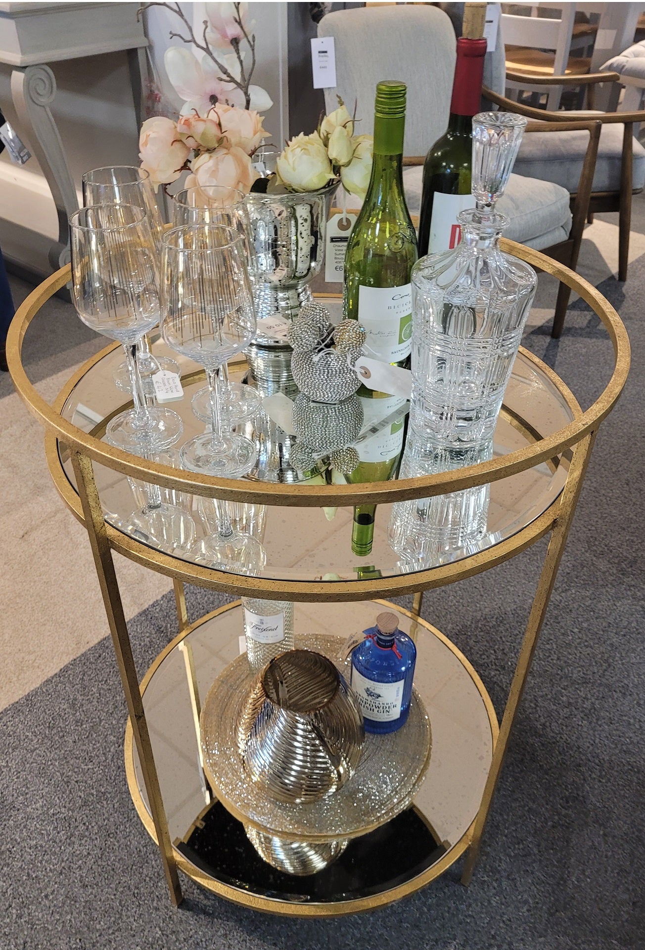 Sinclair Round Bar Table Gold