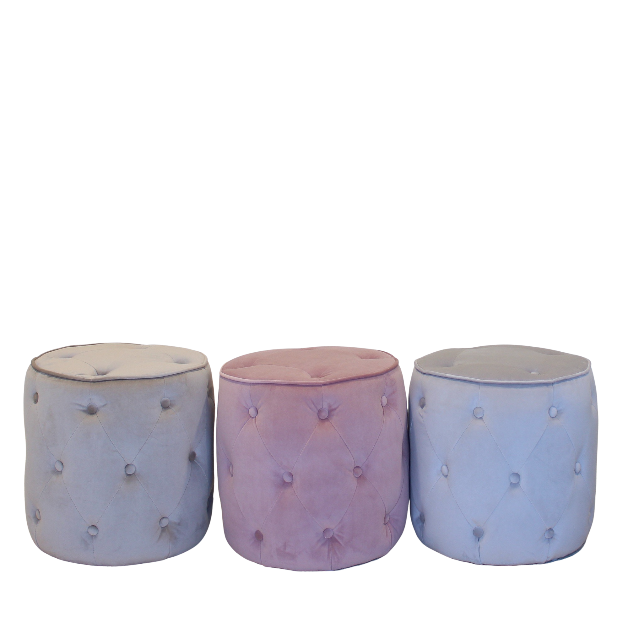 Sofia Velvet Button Stool Silver