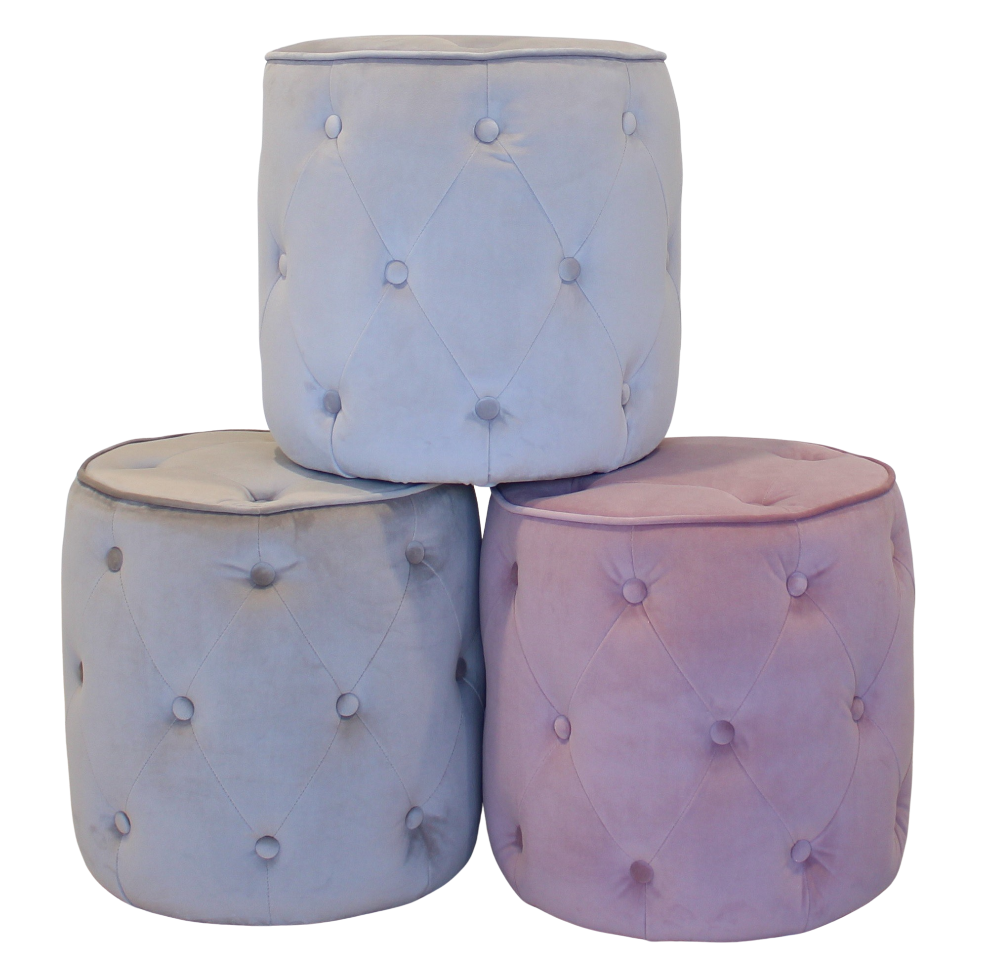 Sofia Velvet Button Stool Silver