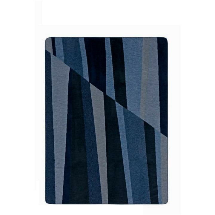 Navy Blue Linear Print Throw