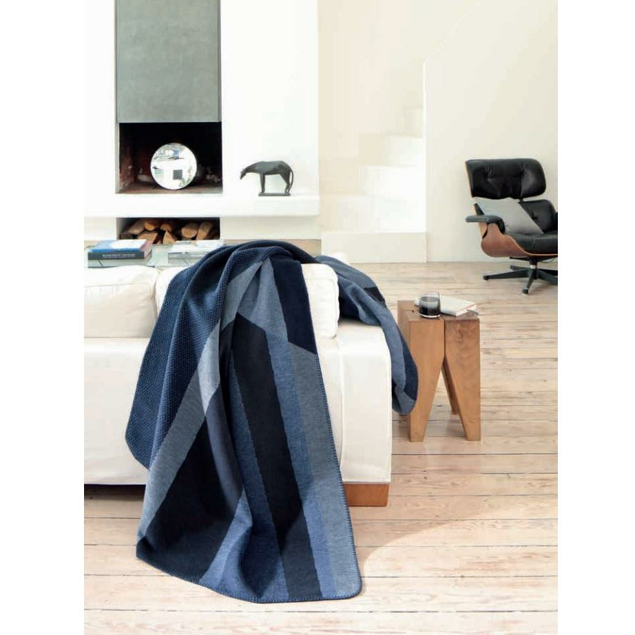 Navy Blue Linear Print Throw