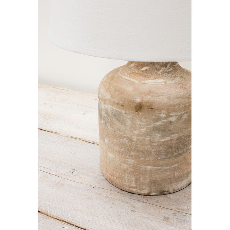 Vara Wood Table Lamp with Natural Linen Lampshade