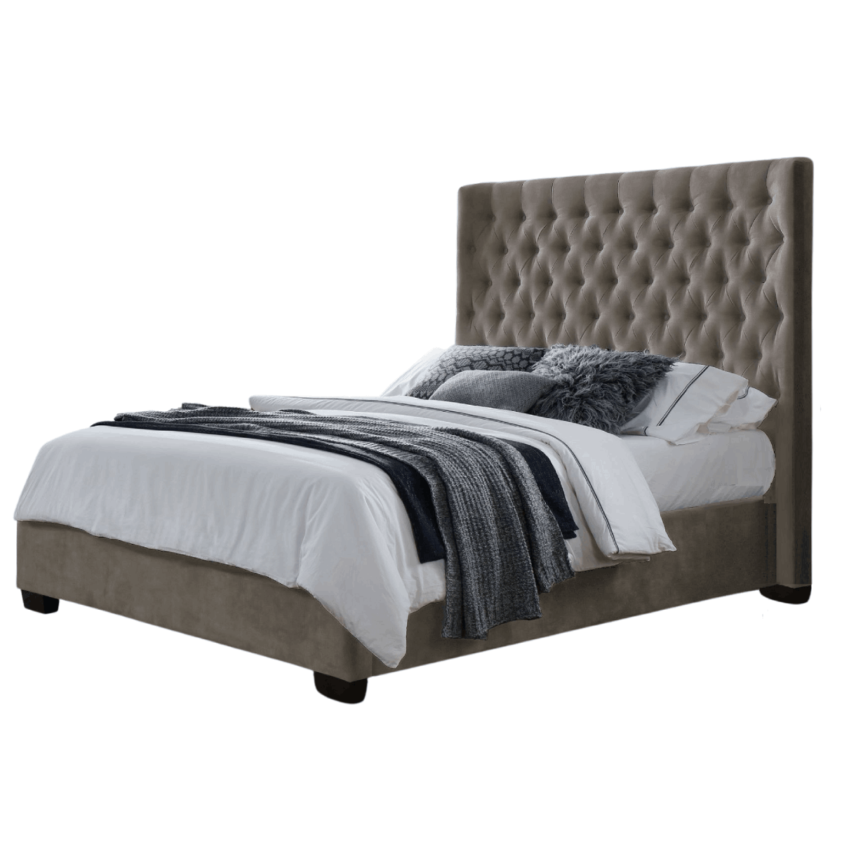 Grey tufted store queen bed frame