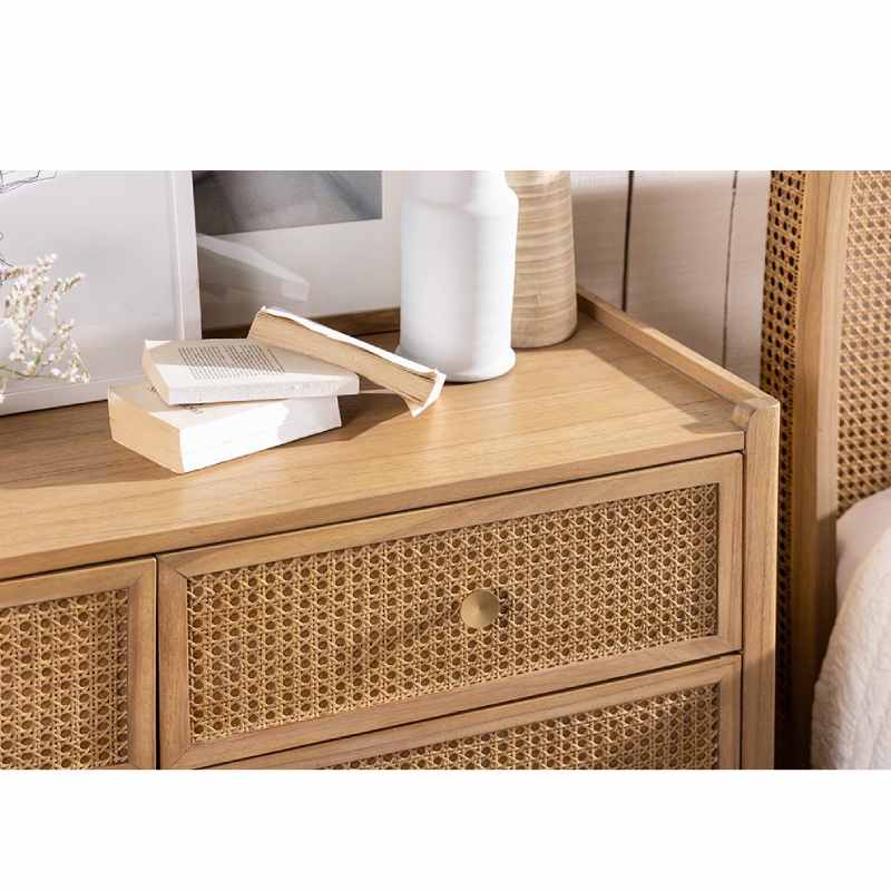 Bali wide chest | woven cane detailing | rattan detail | bohemian style | boho chic | brass handles