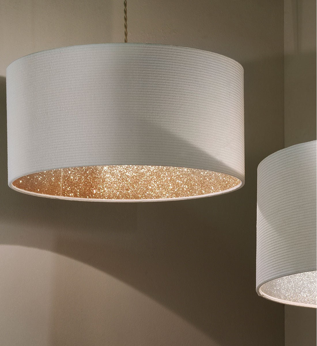 Dazzle Cream Pendant Shade with Gold Glitter Inner