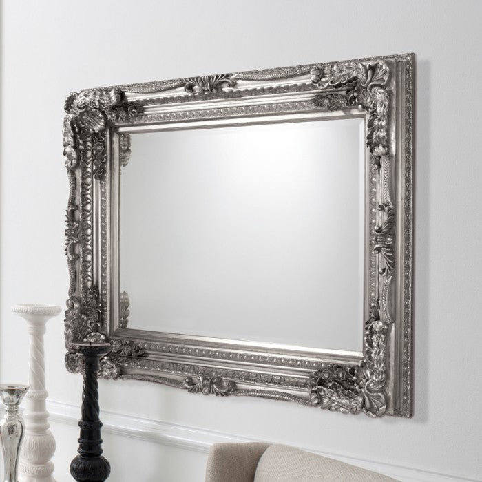 Carved Louis Wall Mirror Silver