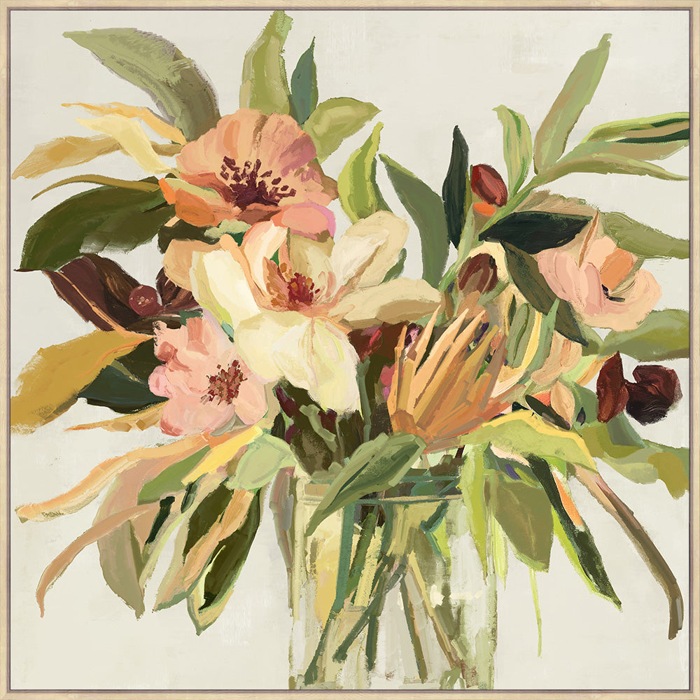 Joyful Bouquet Framed Canvas