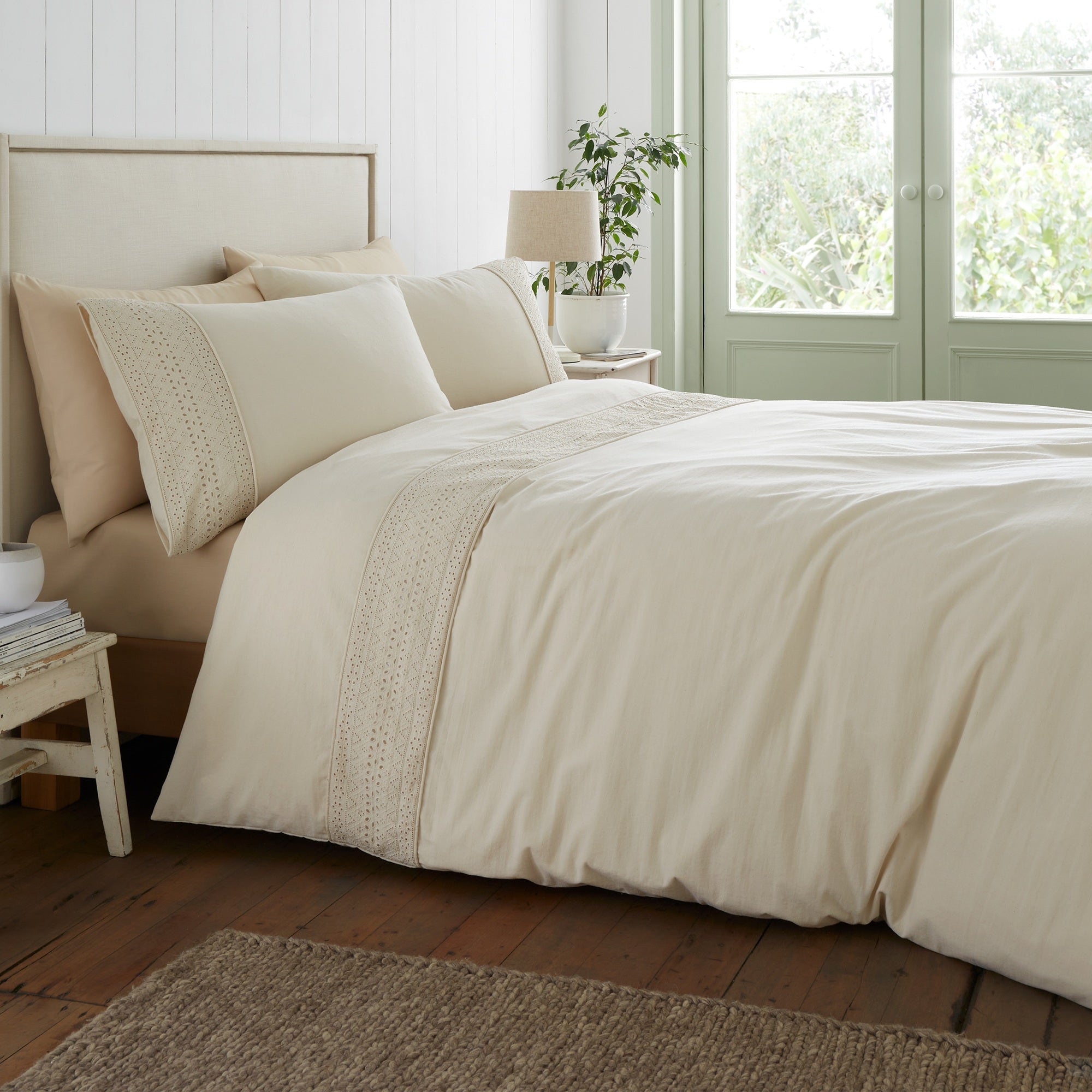 Broderie Anglaise Cream Duvet Set