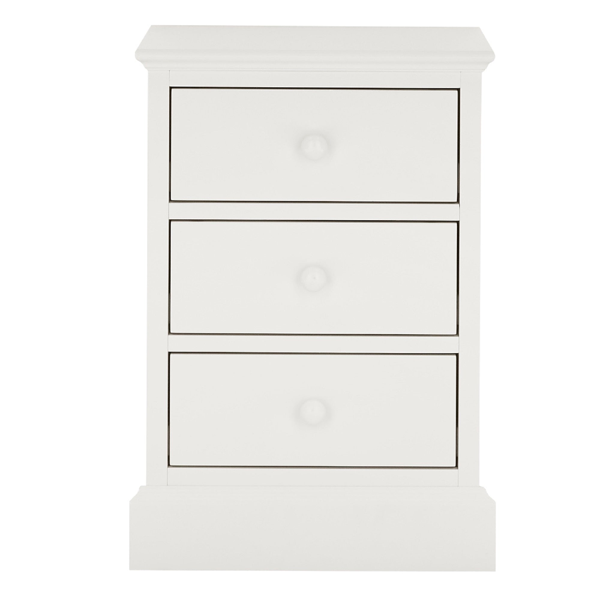 Ashby White 3 Drawer Bedside Table