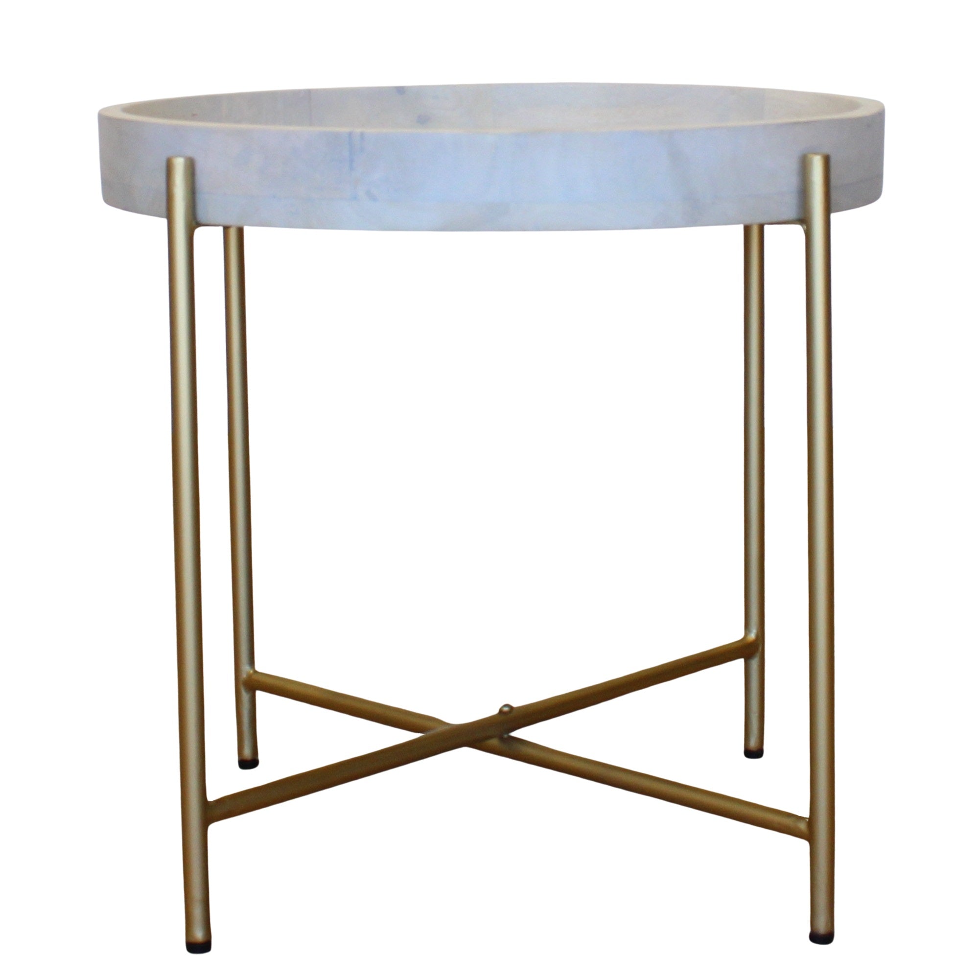 Joss White Wash End Table Gold legs