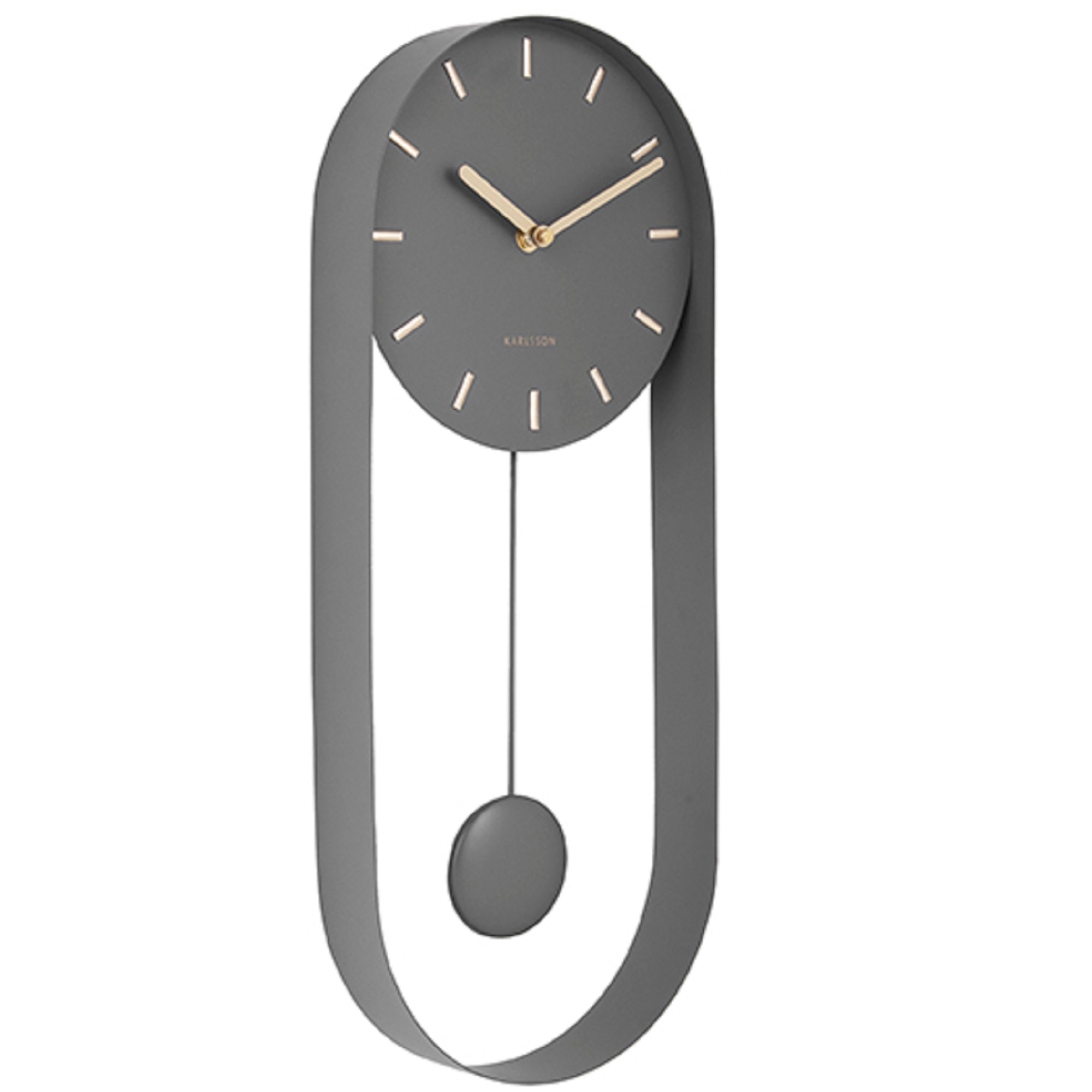 Charm Wall Clock Pendulum Steel Grey