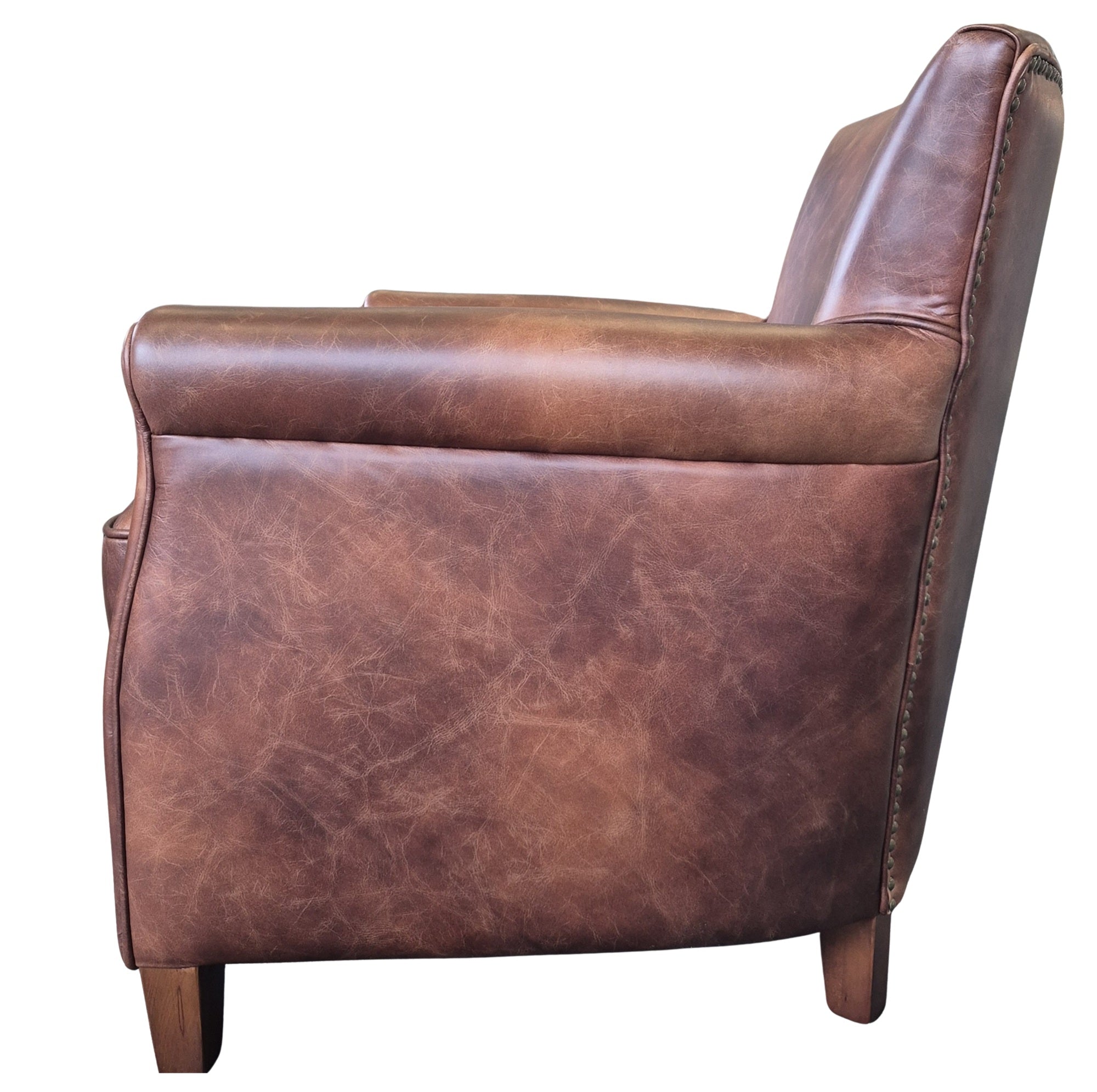 Rory Leather Club Chair - Chestnut