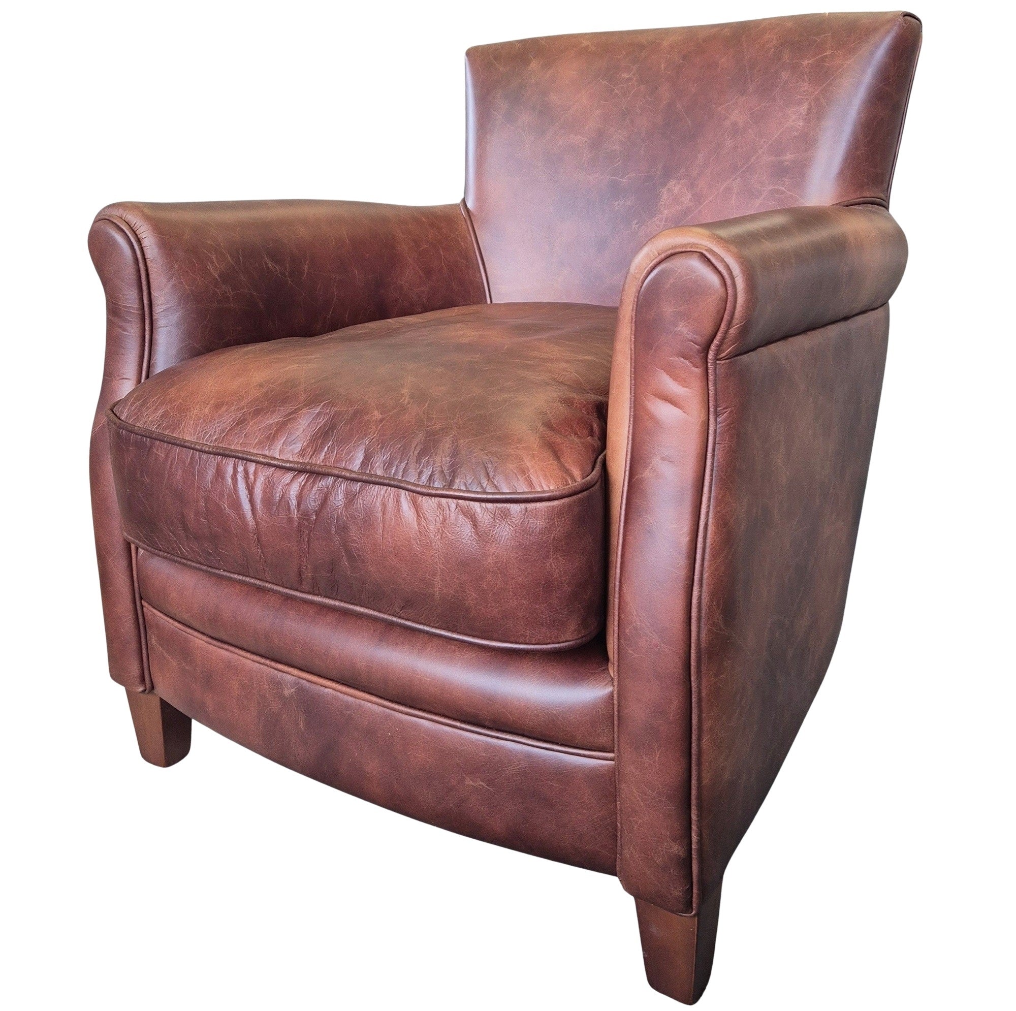Rory Leather Club Chair - Chestnut