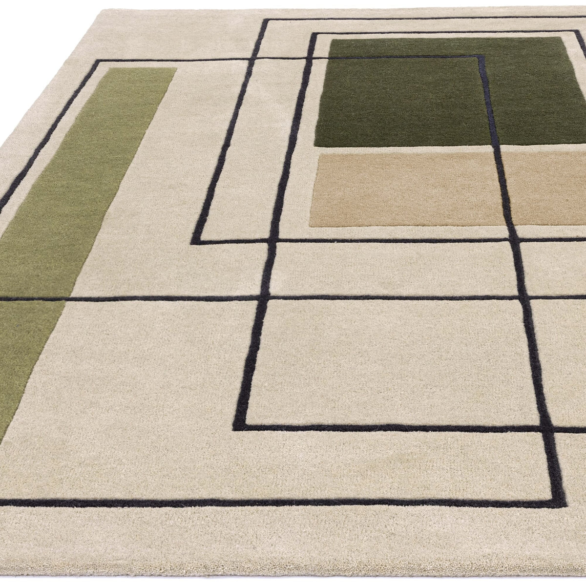 Reef Outline Wool Rug Khaki