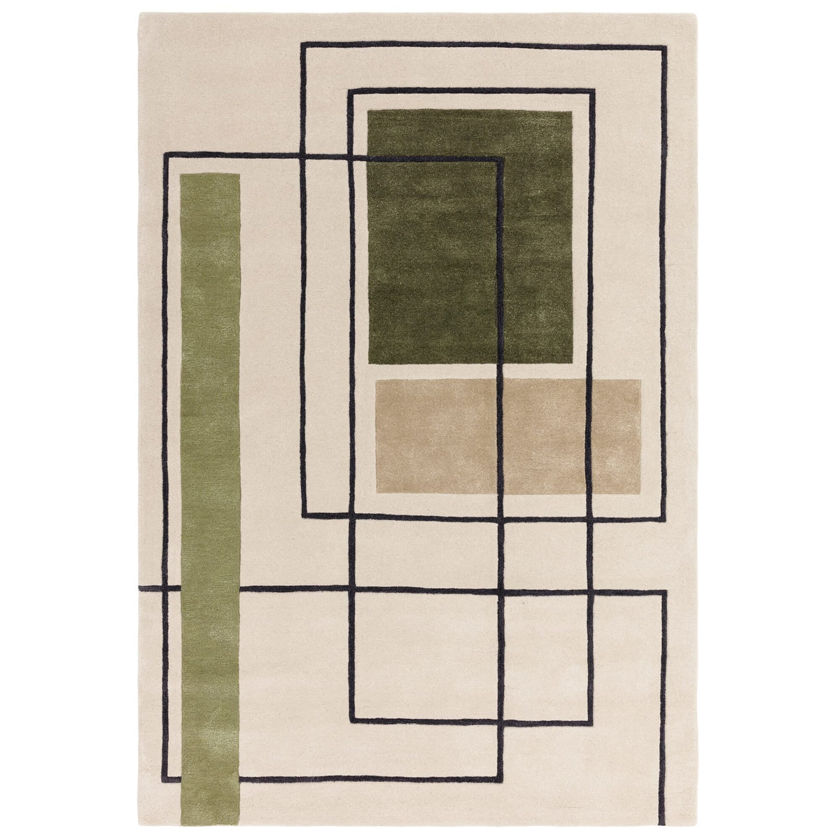 Reef Outline Wool Rug Khaki