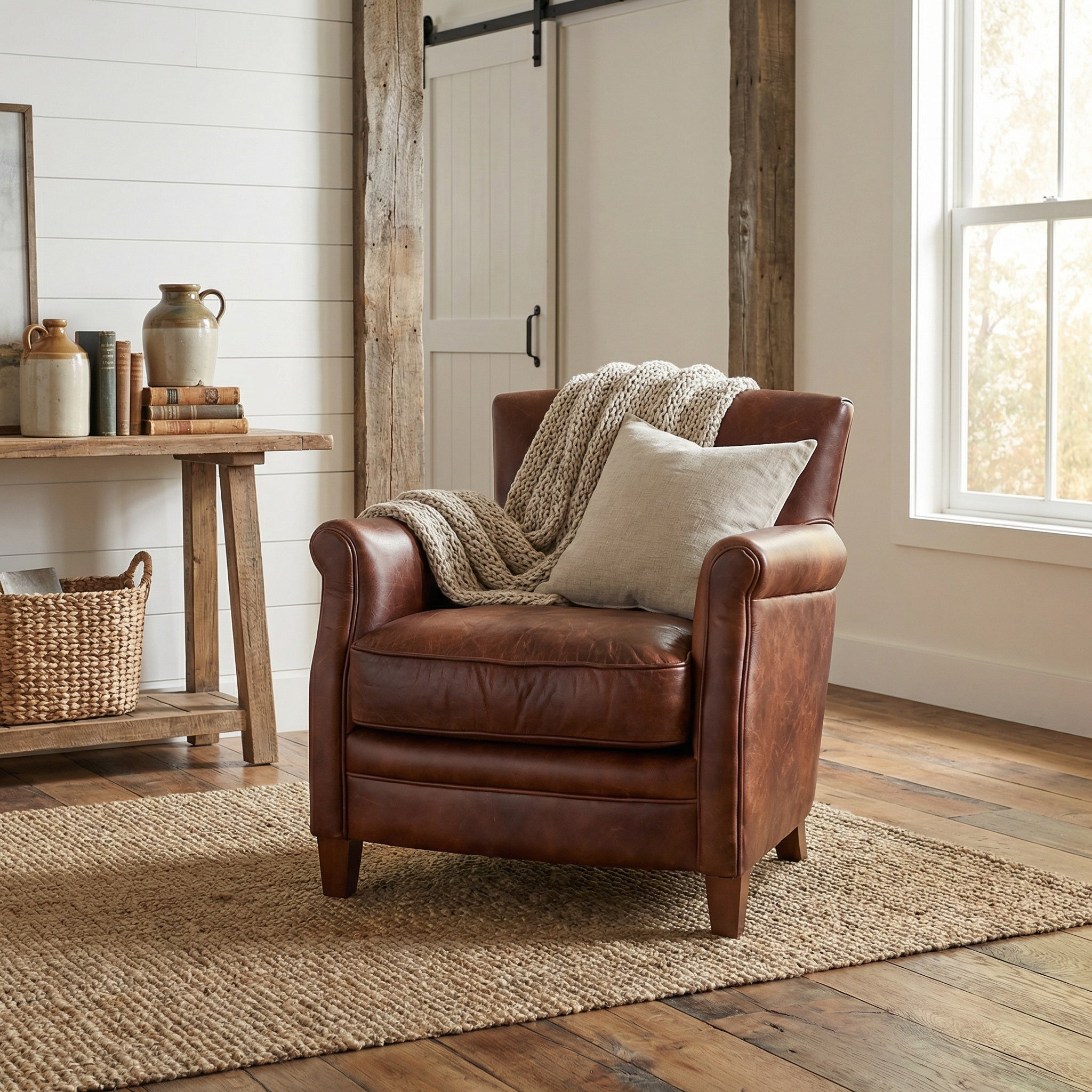 Rory Leather Club Chair - Chestnut