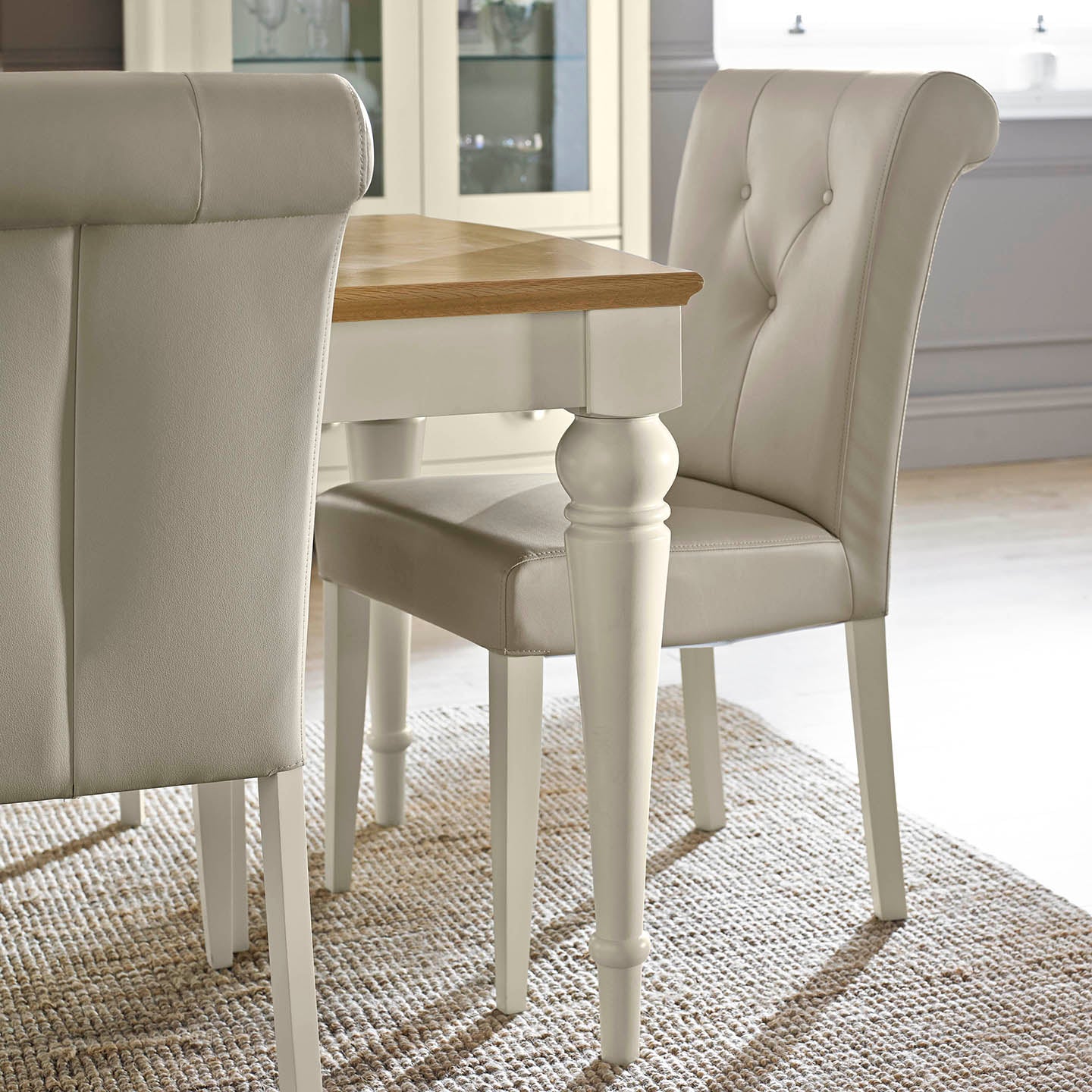 Montreux Leather Dining Chair - Ivory from UpstairsDownstairs.ie