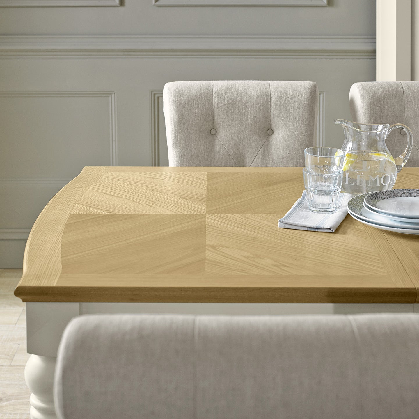Montreux Medium Extending Dining Table - Oak & Antique White from UpstairsDownstairs.ie