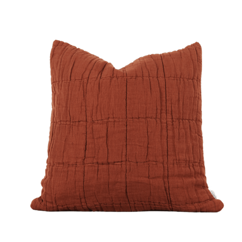 Nora Grid Cushion Rust