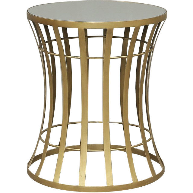 Antibes tapered mirrored side table | matt gold frame | mirrored top side table