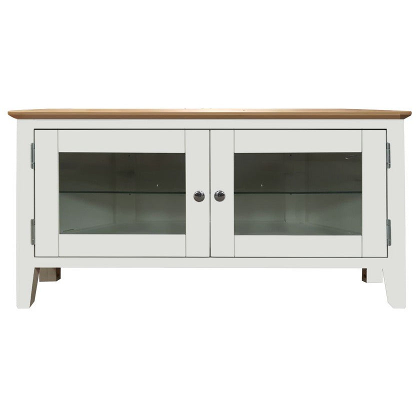 Ascot Corner TV Unit from Upstairs Downstairs Furniture in Lisburn, Monaghan and Enniskillen | two tone corner tv unit | corner tv unit |