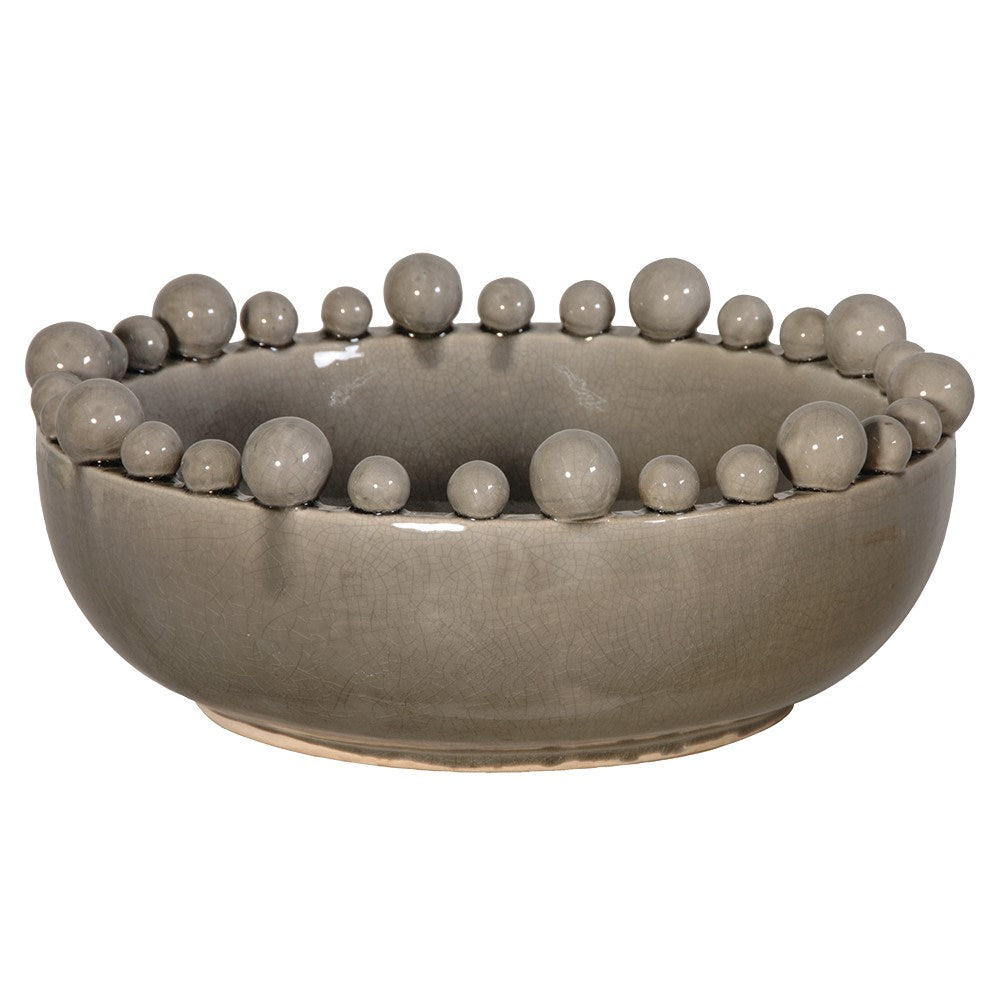 Bobble Edged Ceramic Bowl Grey