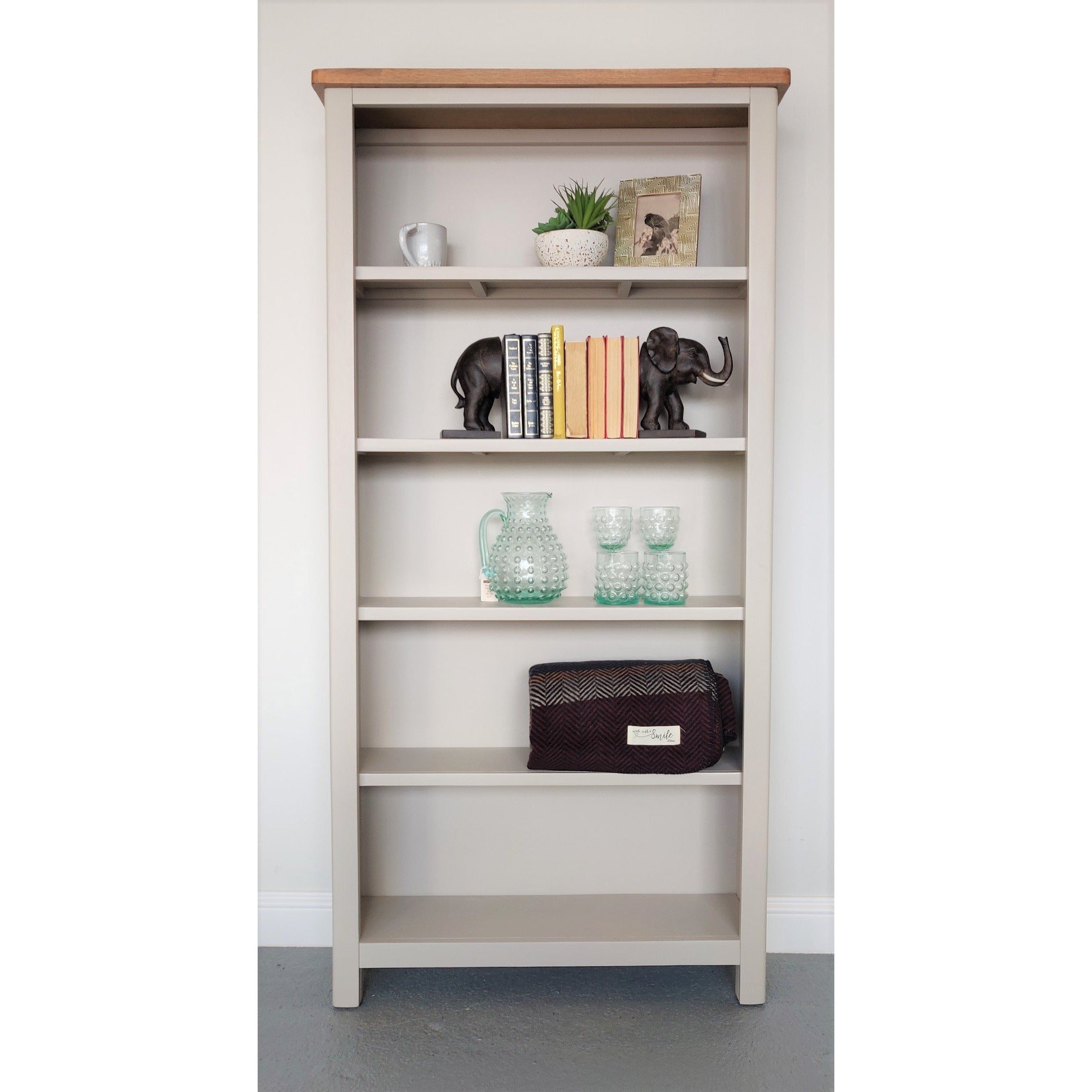 Tall grey deals bookcase with doors