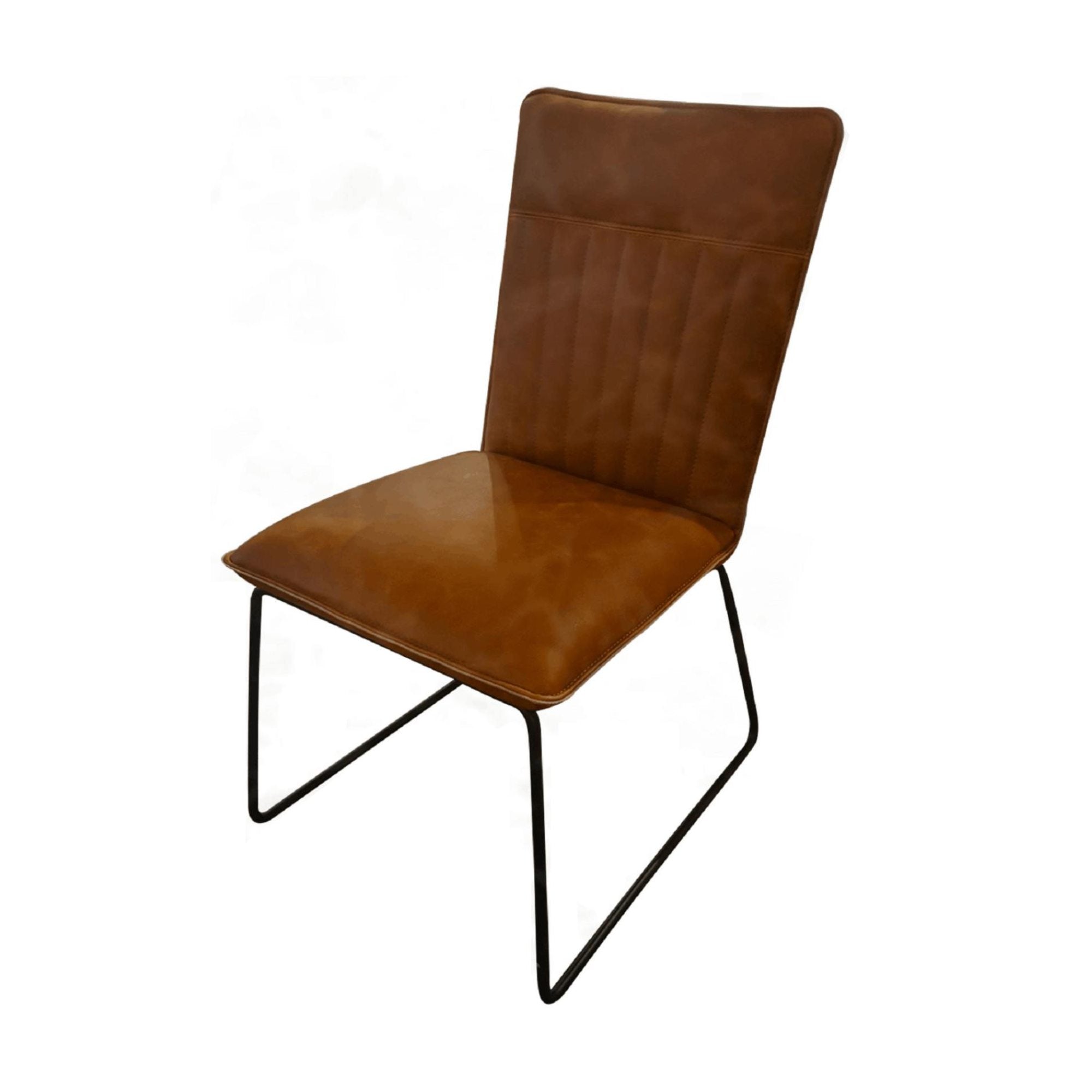 tan coloured faux leather dining chair