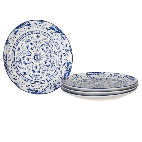 Blue & White Patterned Plate Large