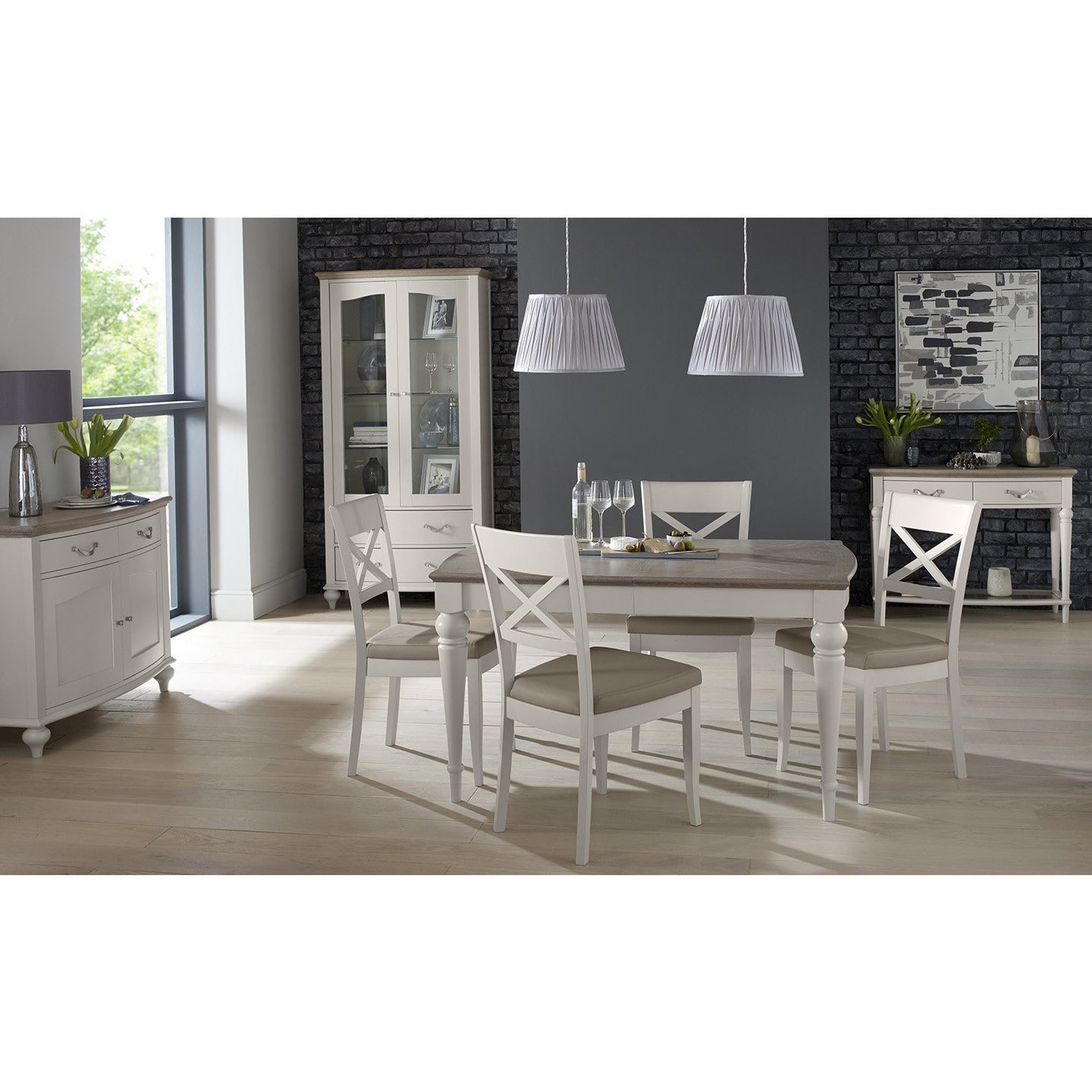 Montreux Medium Extending Dining Table - Soft Grey from Upstairs Downstairs Furniture in Lisburn, Monaghan and Enniskillen