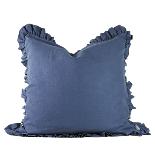 Olivia Ruffle Cushion Blue 65cm