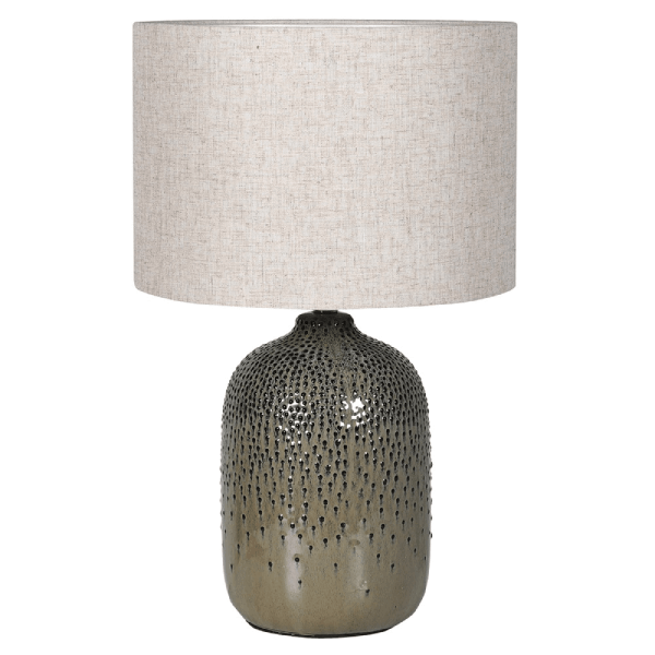 Reactive Glaze Table Lamp with Linen Shade