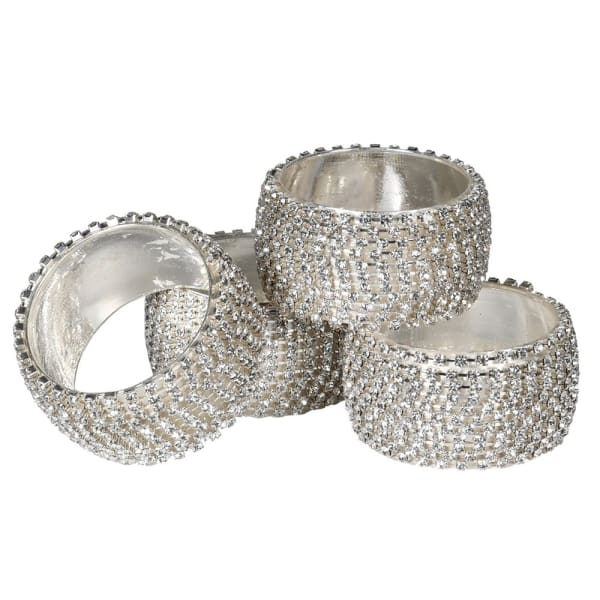 Diamante S/4 Silver Napkin Rings