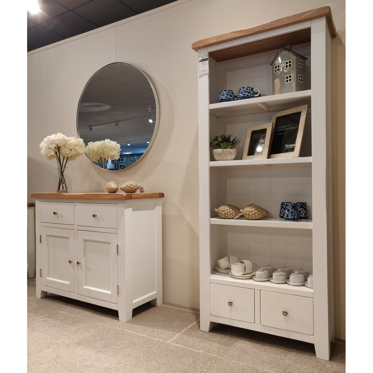 Bookcase white online oak