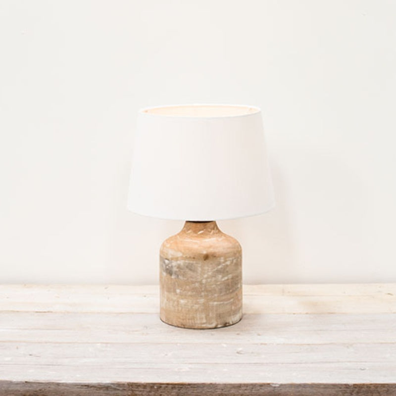 Vara Wood Table Lamp with Natural Linen Lampshade