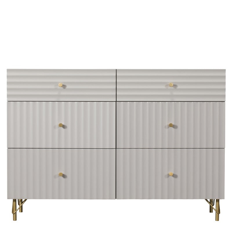 grey chest | wide chest | 6 drawer | gold legs | gold handles | ripple effect