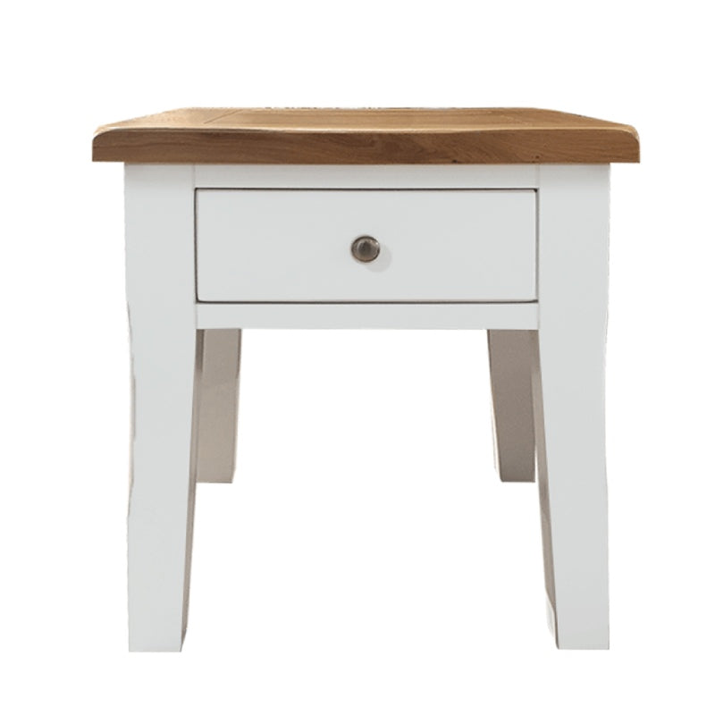 White wooden store lamp table